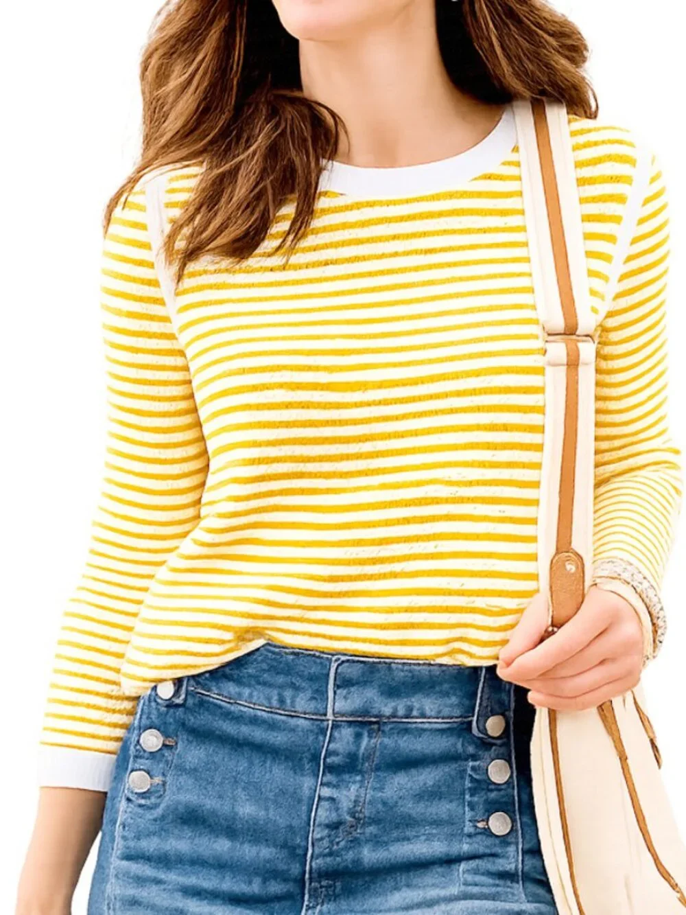 Talbots Scallop Striped Open Knit Sweater